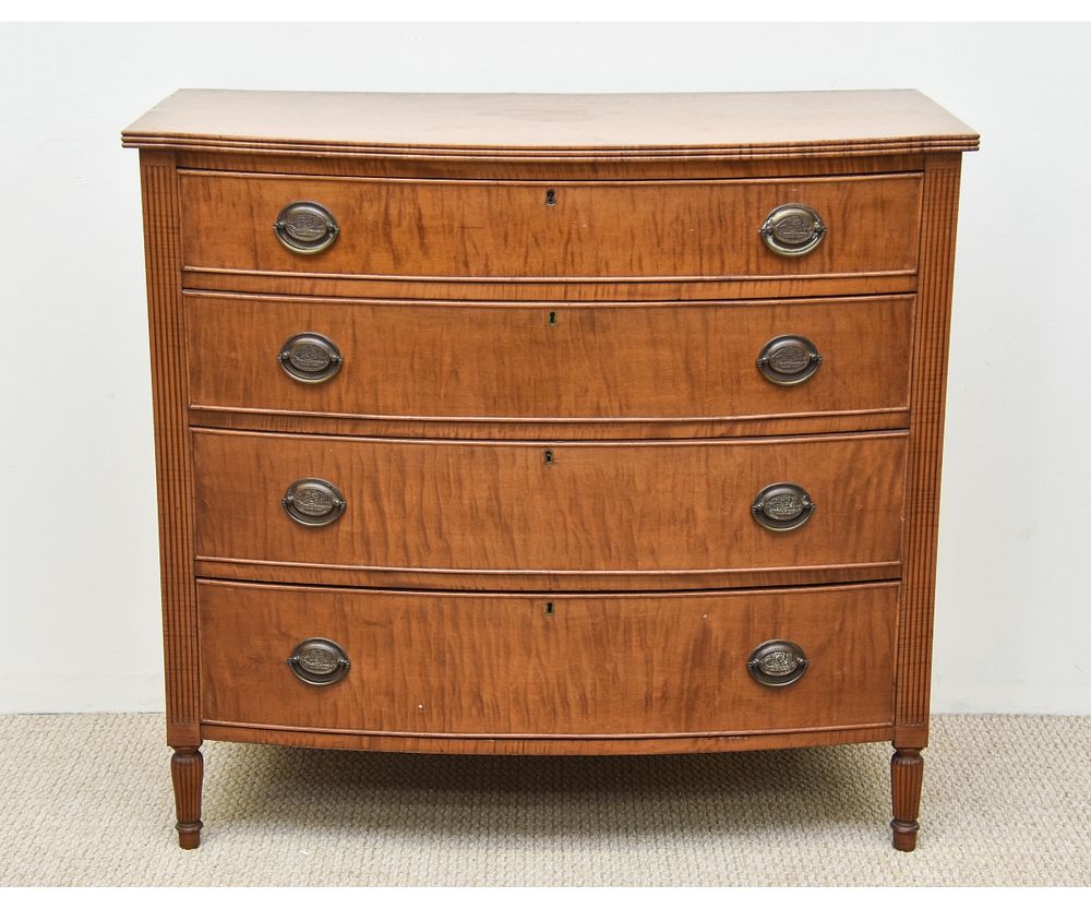 Appraisal: Hepplewhite Style Maple Chest Hepplewhite style birdseye and tiger maple