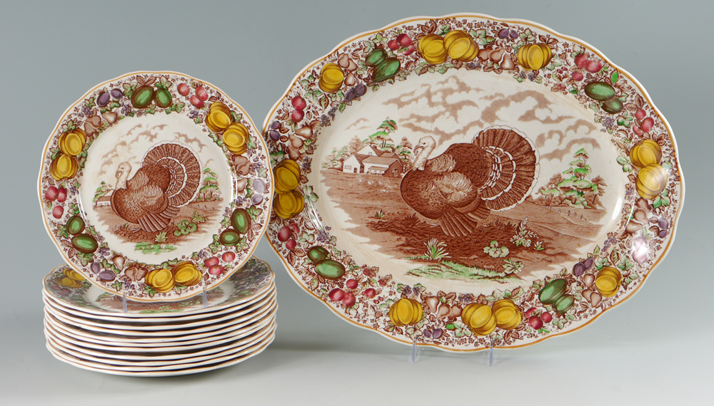 Appraisal: BARKER BROTHERS TURKEY PLATTER PLATES Old English earthenware '' platter