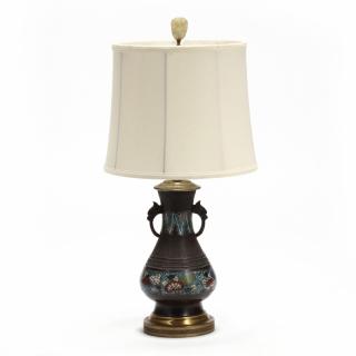 Appraisal: Chinese Champleve Table Lamp on brass base with shade HOA