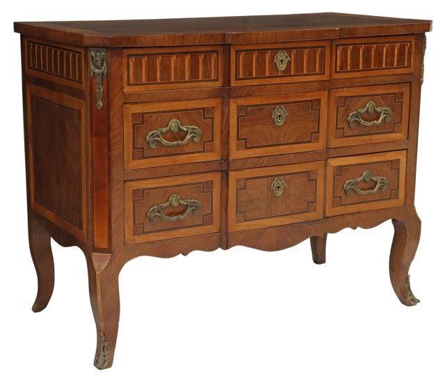 Appraisal: French Louis XV style breakfront commode early th c banded