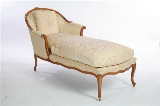 Appraisal: CHAISE LOUNGE Carved maple frame with floral upholstery h l