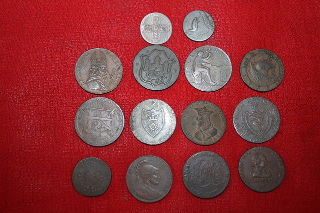 Appraisal: A COLLECTION OF THIRTEEN MIXED TOKENS sixpence AF including Isle