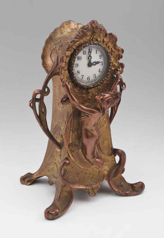 Appraisal: NEW HAVEN NUDE ART NOUVEAU FIGURAL CLOCK Cast metal case