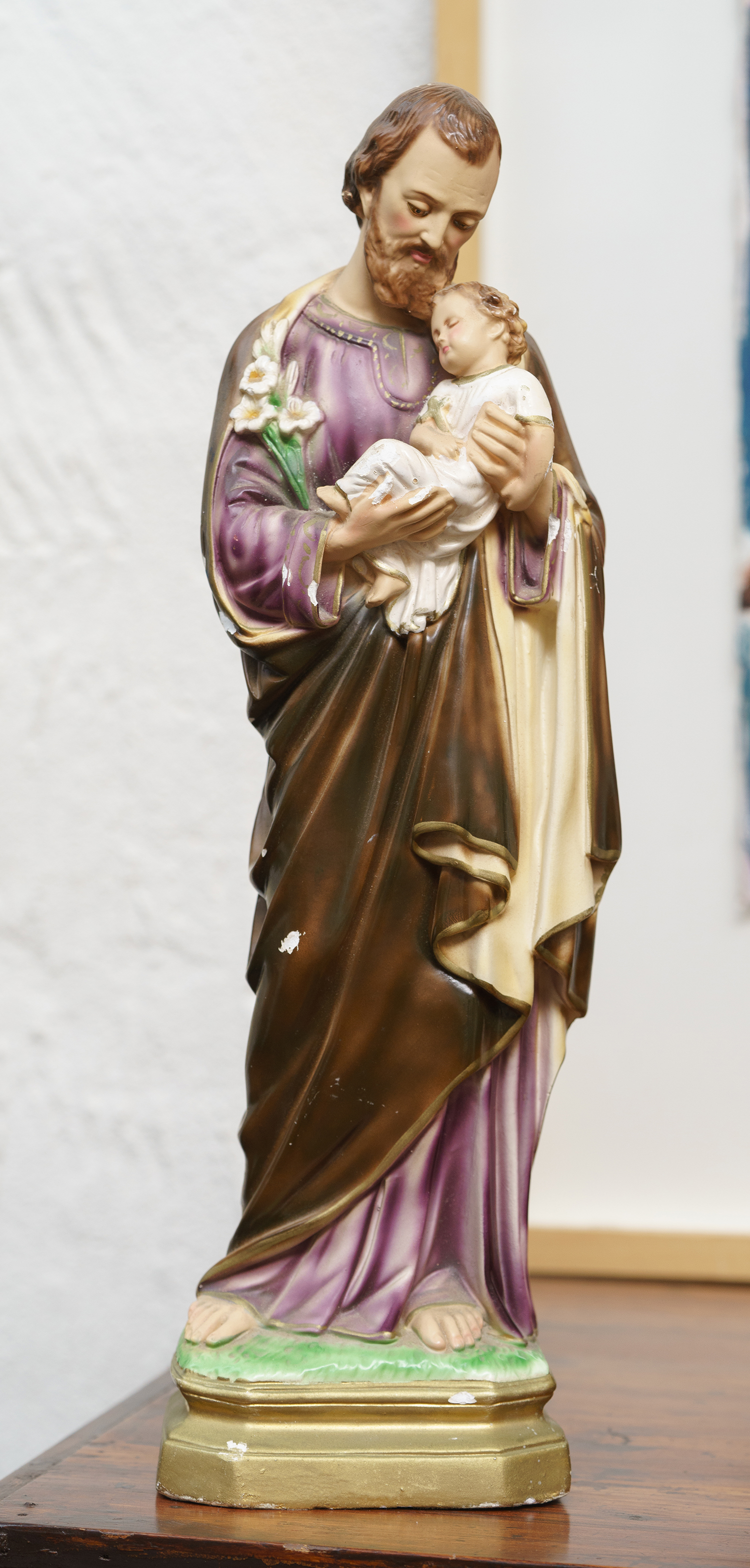 Appraisal: A MID CENTURY STATUE OF JOSEPH AND BABY JESUS