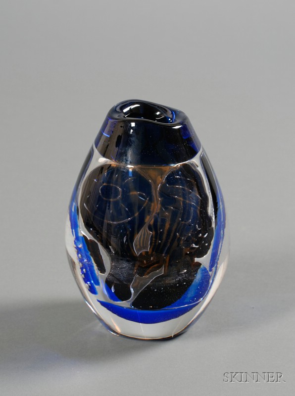 Appraisal: Orrefors Ariel Vase Glass Edvin Ohrstrom - Sweden c Cobalt