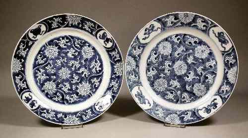 Appraisal: Two Chinese porcelain plates painted in blue with stylised flowers