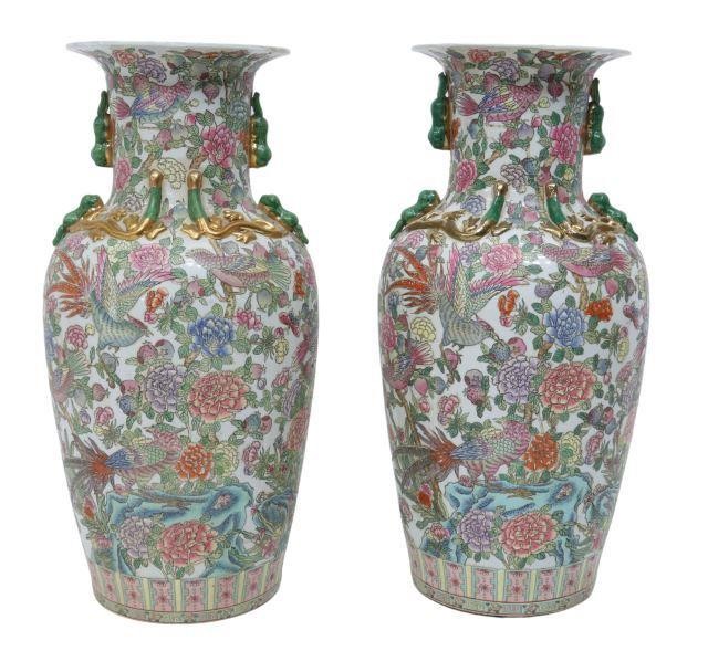 Appraisal: pair Large Chinese famille rose porcelain vases th c each