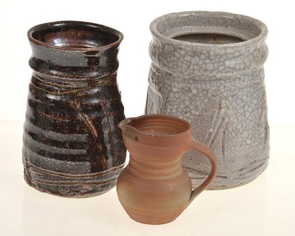 Appraisal: COL LEVY CRACKLE GLAZED POT CM HIGH AND TWO OTHERS