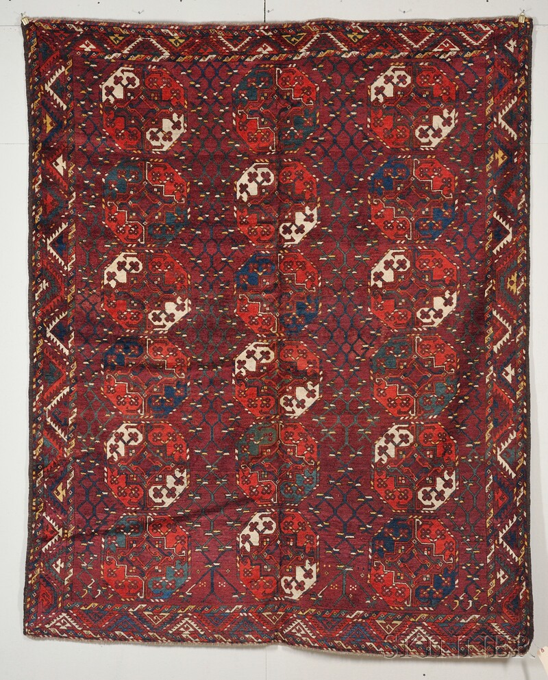 Appraisal: Ersari Main Carpet West Turkestan last quarter th century rewoven