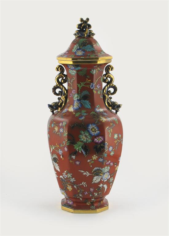 Appraisal: A large ironstone vase and cover