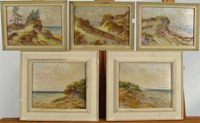 Appraisal: Glenn F Bastian IN - Collection of Five Miniature Oil