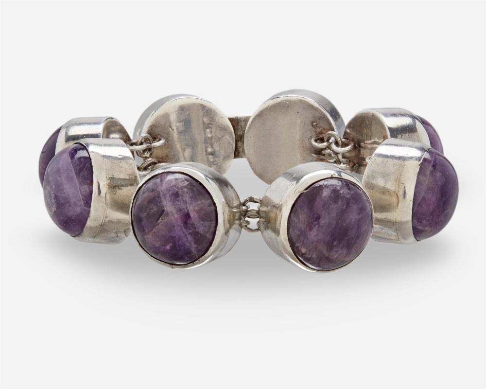 Appraisal: An Antonio Pineda silver and amethyst bracelet Circa - Taxco