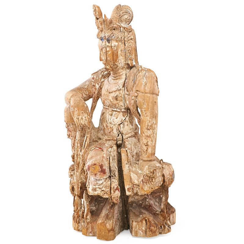 Appraisal: MING DYNASTY WOOD-CARVED FIGURE Condition Report