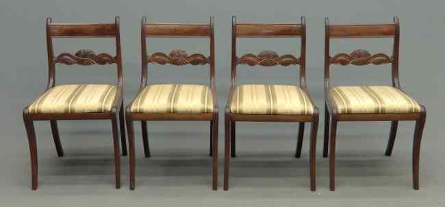 Appraisal: Set of four English C mahogany saber leg chairs with