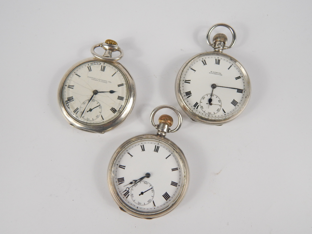 Appraisal: A silver open faced keyless wind gentleman's pocket watch enamel