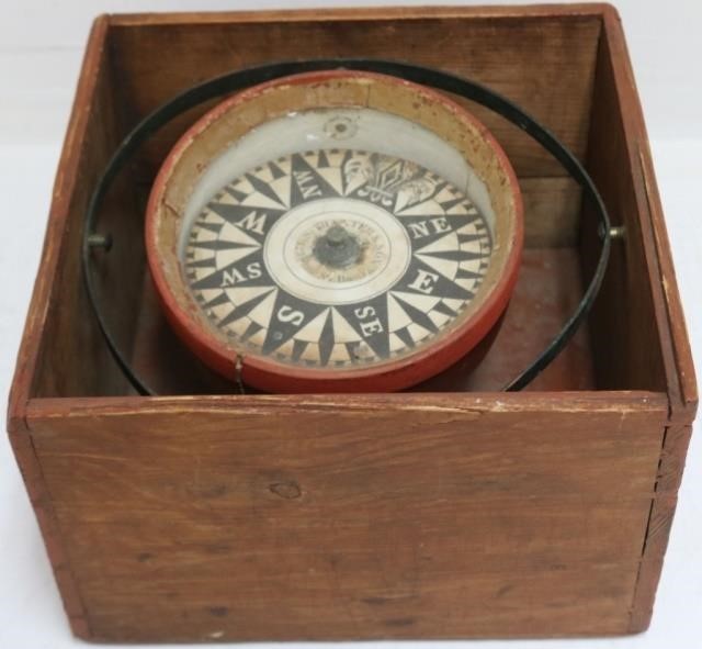 Appraisal: MID- TH CENTURY DRY CARD SHIP S COMPASS BYSAMUEL THAXTER