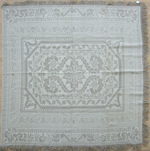 Appraisal: White and beige coverlet mid th c together with a