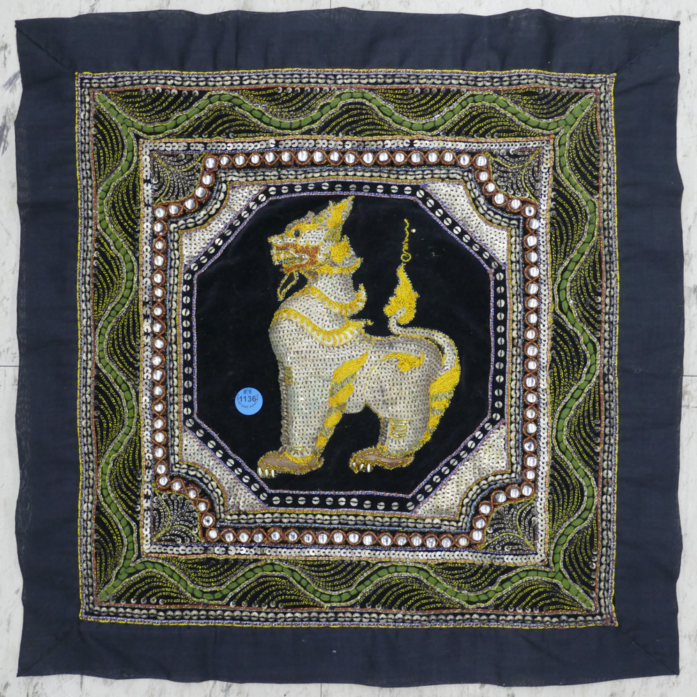 Appraisal: Burmese Kalaga Tapestry of Guardian Lion ''x ''