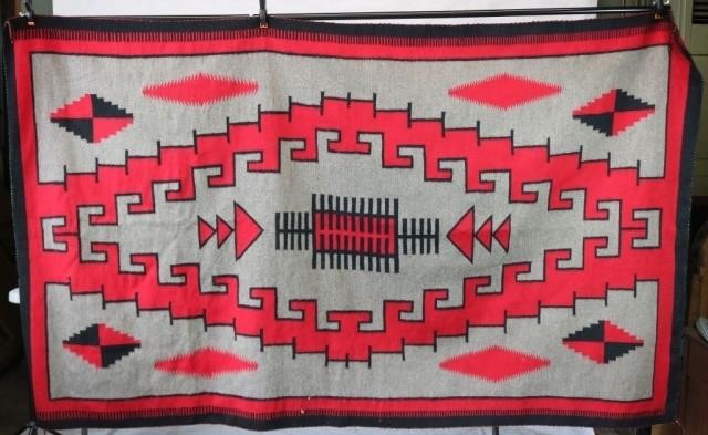 Appraisal: LARGE NAVAJO RUG SECOND HALF OF TH C BLACKAND RED