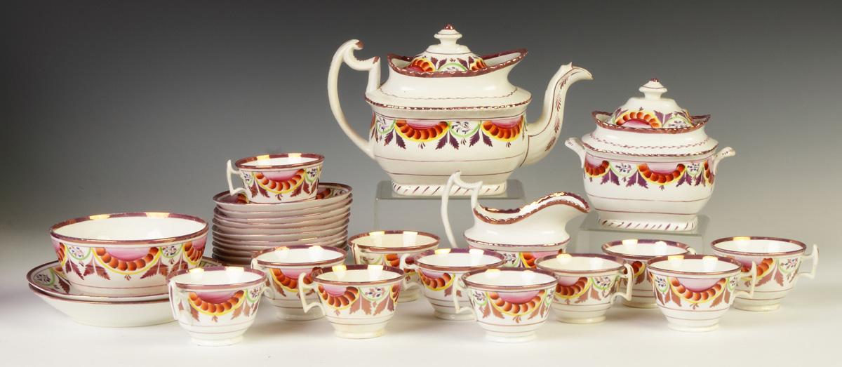 Appraisal: Pink Lustre Tea Set