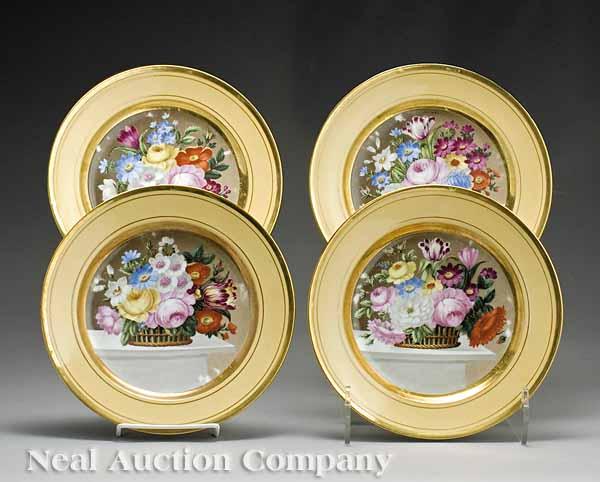 Appraisal: A Set of Four Paris Porcelain Polychrome and Gilt-Decorated Plates