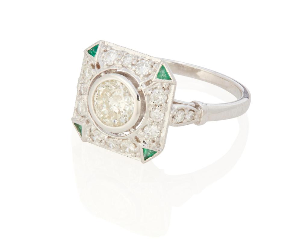 Appraisal: A DIAMOND AND EMERALD RINGA diamond and emerald ring k