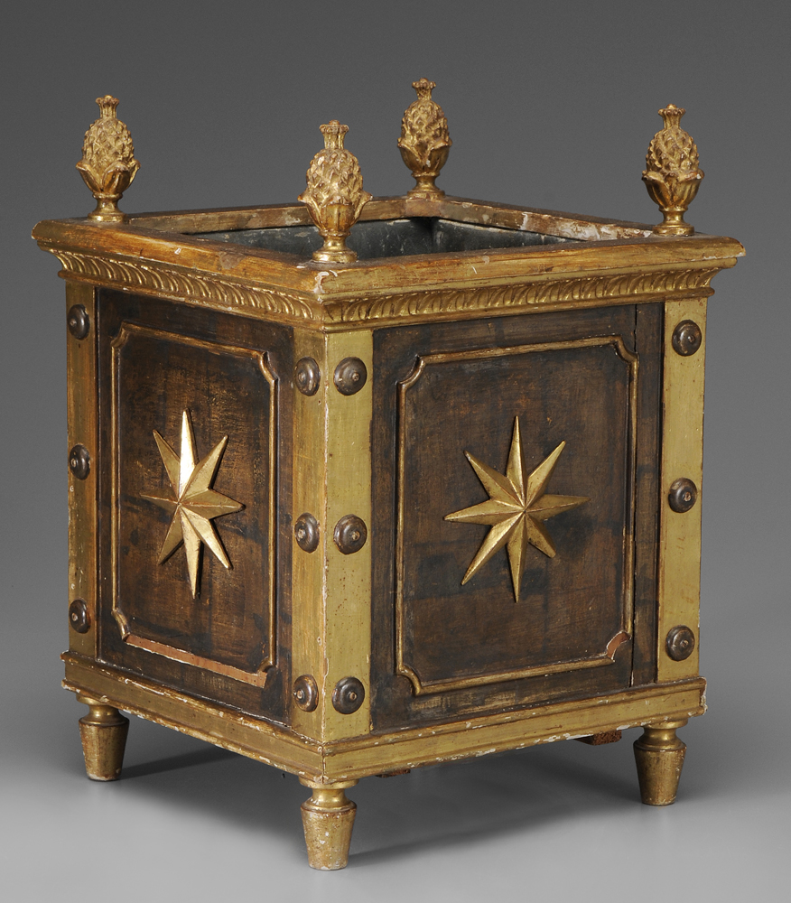 Appraisal: Fine Directoire Gilt Wood Cachepot French th century square with