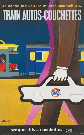 Appraisal: BERNARD VILLEMOT - TRAIN AUTOS-COUCHETTES x inches x cm Courbet