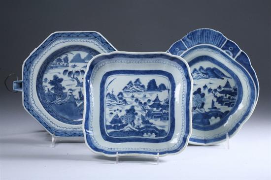 Appraisal: CHINESE CANTON BLUE AND WHITE PORCELAIN SHRIMP DISH SQUARE OPEN