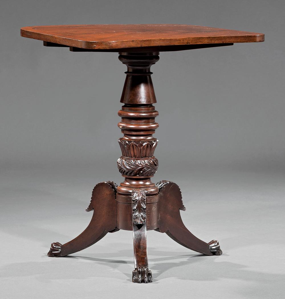 Appraisal: American Classical Carved Mahogany Candlestand early th c Philadelphia banded