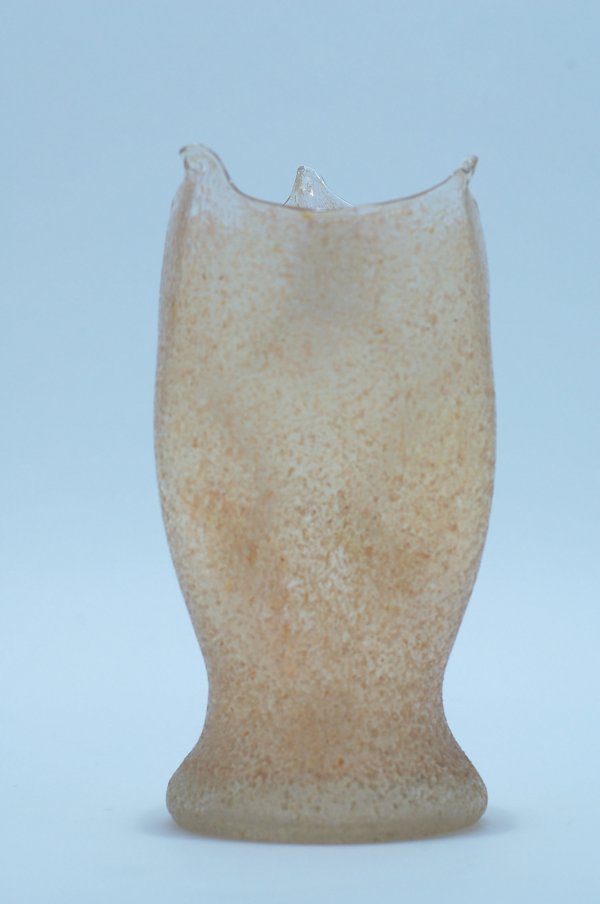 Appraisal: Light amber overshot vase round base cylindrical body with three