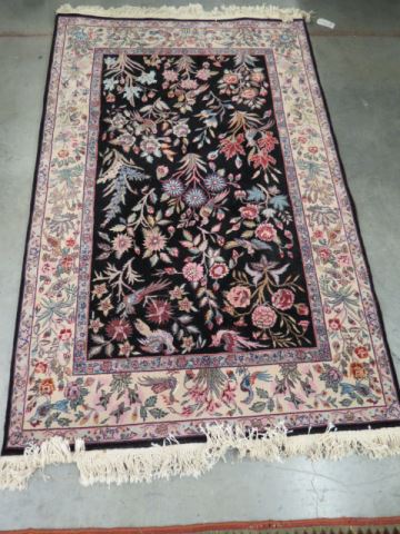 Appraisal: Tabriz Pakistan Handmade Rug elegant bird and floral on indigo