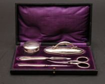 Appraisal: Birmingham Sterling Silver Travel Set Dated Gentleman's sterling silver travel