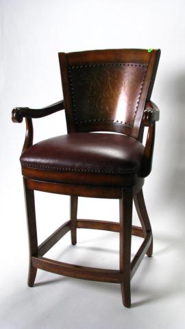 Appraisal: Counter-height decorator swivel bar stool with nailhead trim leather seat