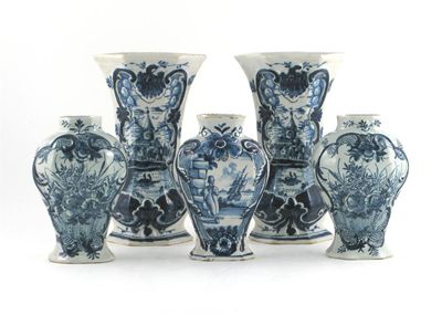 Appraisal: A pair of Dutch Delft blue and white vases of