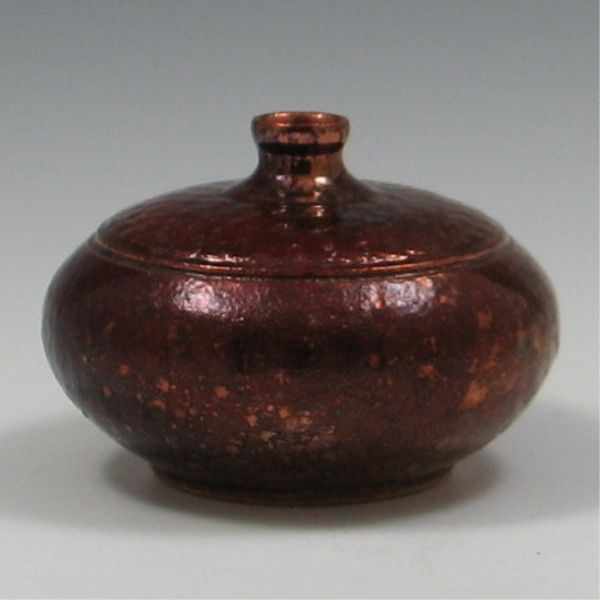 Appraisal: Michael Gubkin Copper Lusterware Vase marked hand incised Gubkin excellent