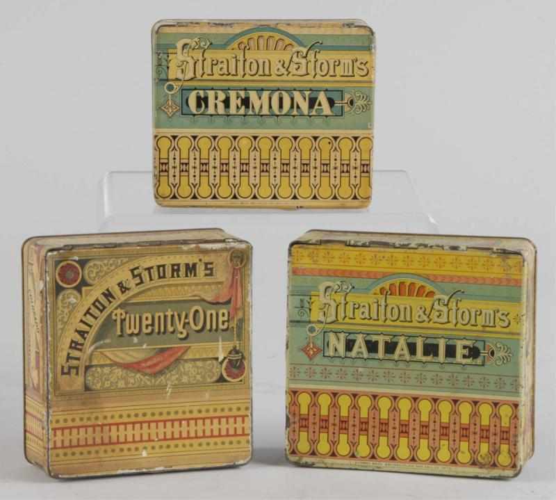 Appraisal: Set of Stratton Storm Cigar Tins Description All by Somers