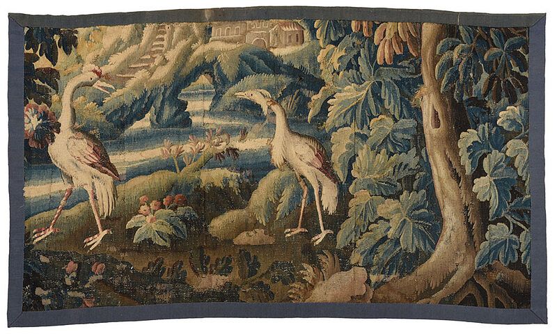 Appraisal: Verdure Tapestry Panel Fragment Continental th century two birds by