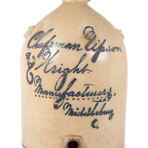 Appraisal: An Ohio Script Painted Stoneware Water Cooler American th Century