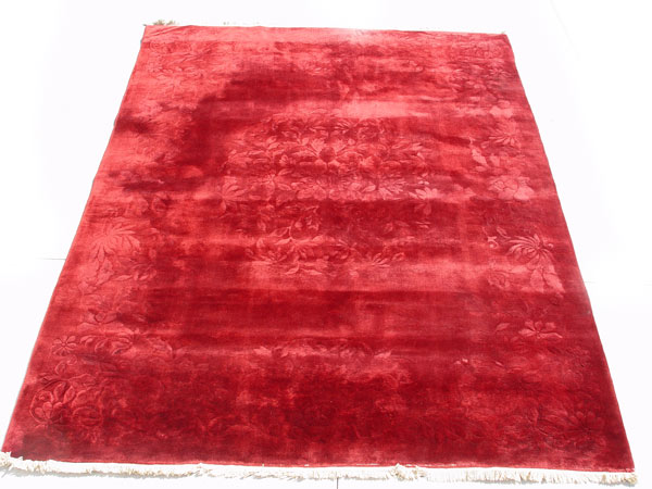 Appraisal: HAND TIED CHINESE BURGUNDY WINE COLOR CARPET Approx ' ''