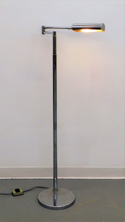 Appraisal: MCM CHROME SWING ARM FLOOR LAMP Europe th CenturyMetal shade