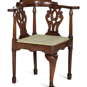 Appraisal: A Queen Anne Shell-Carved Walnut Corner Chair Mid-Atlantic States Circa