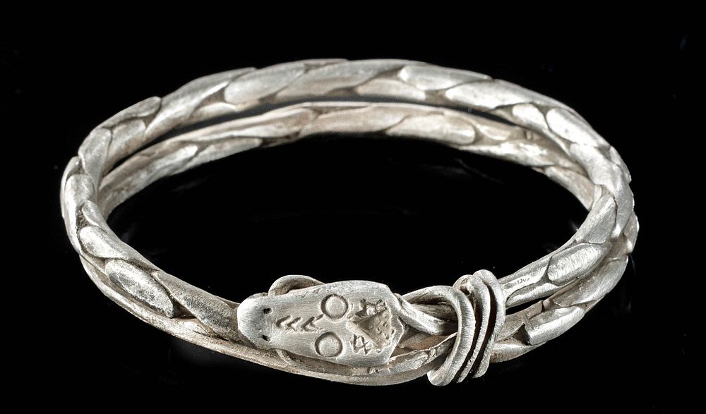 Appraisal: Viking Silver Twisted Snake Bracelet Northern Europe Viking Norse culture