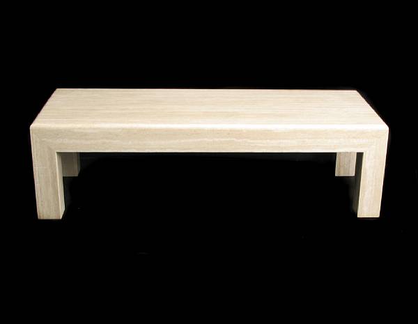 Appraisal: A travertine coffee table height in width ft depth in