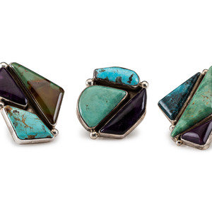 Appraisal: Adam Fierro Santa Clara-White Mountain Apache-Din b Sterling Silver Turquoise