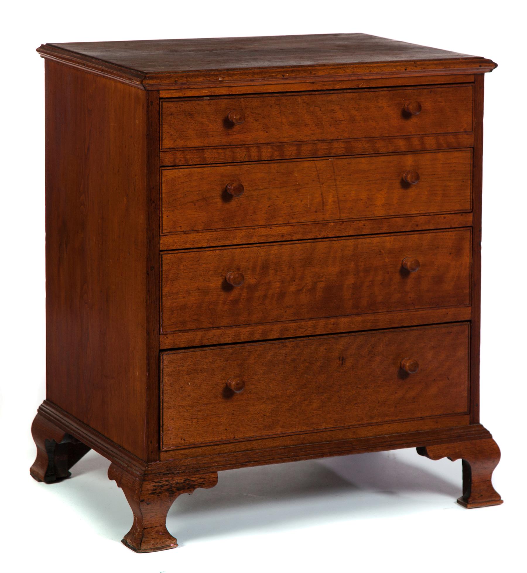 Appraisal: AMERICAN DIMINUTIVE CHIPPENDALE CHEST OF DRAWERS Second half- th century