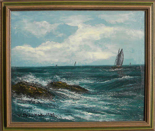 Appraisal: Victor Shearer American - oil on canvas seascape dated x