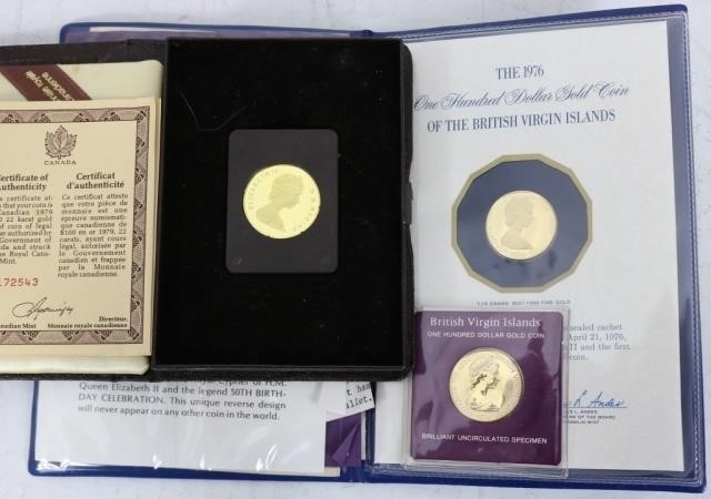 Appraisal: FRANKLIN MINT PROOF KT GOLD COINS TO INCLUDETWO BRITISH VIRGIN