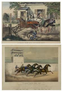 Appraisal: Two Currier and Ives Hand Colored Lithographs A Crack Team