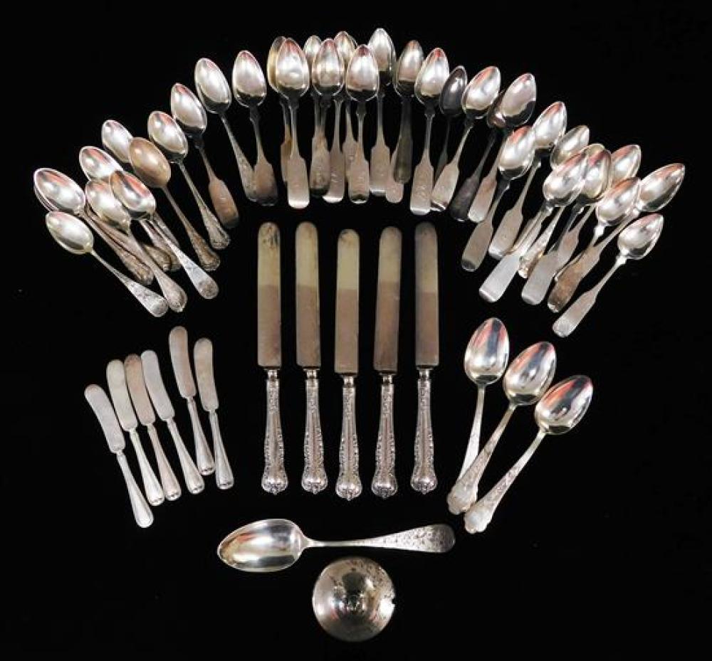 Appraisal: SILVER Fifty-one pieces of th th C American monogramed flatware